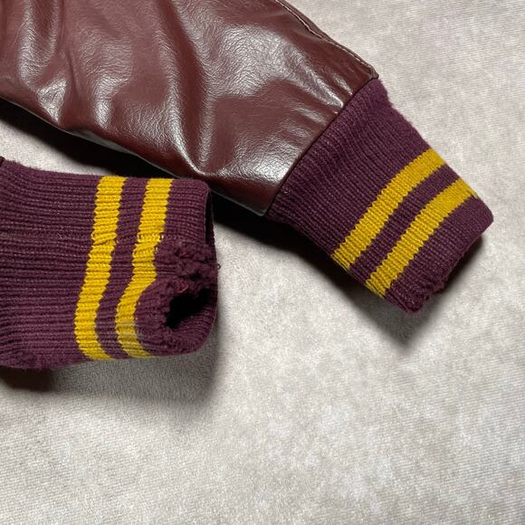 Youth 70s 80s R Patch Varsity Letterman Leather Jacket - Picture 4 of 7